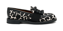 MOCASINI CAROL HORSY ANIMALIER BIANCO NERO CON ACCESSORIO